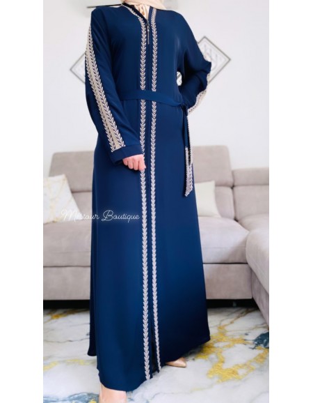 Abaya Dubaï Caftan Bleu