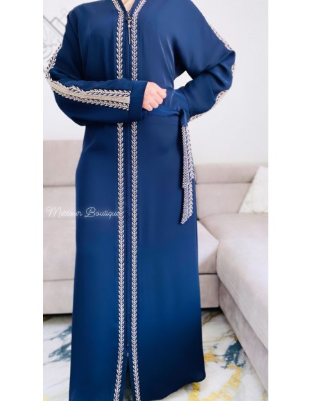 Abaya Dubaï Caftan Bleu