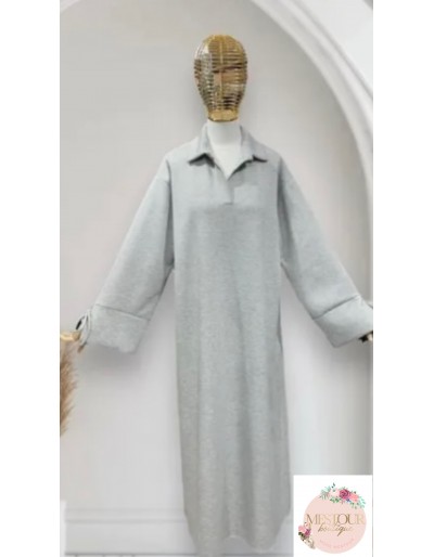 Robe Saya Col Polo Gris