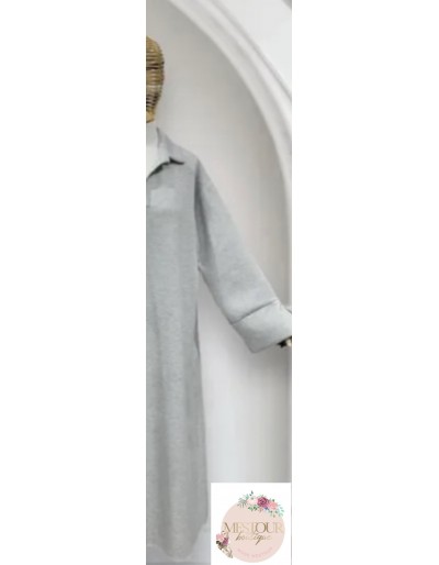 Robe Saya Col Polo Gris