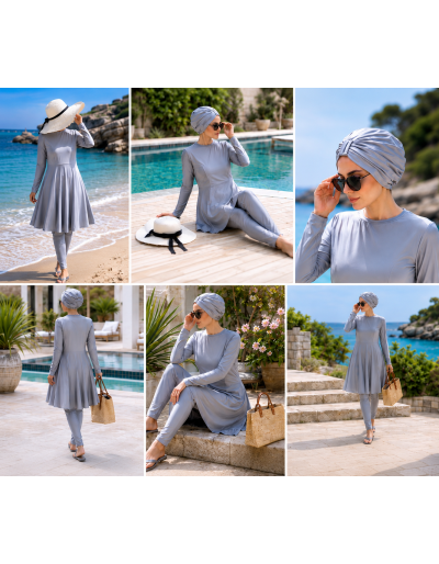 Burkini évasé gris