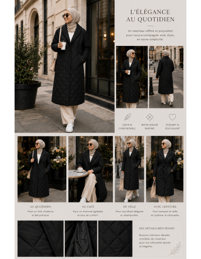 Manteau Matelassé Col Châle