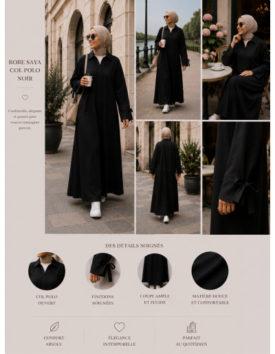 Robe Saya Col Polo Noir