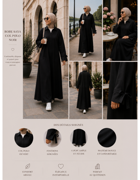 Robe Saya Col Polo Noir