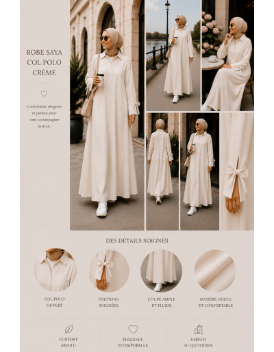 Robe Saya Col Polo Crème