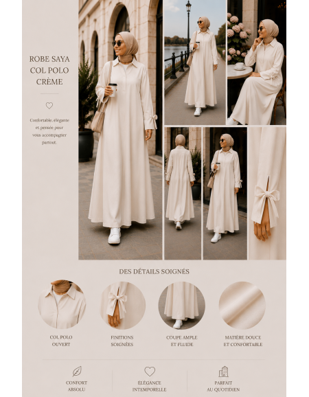 Robe Saya Col Polo Crème