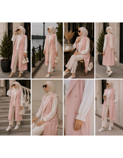 Blazer Sans Manches Rose