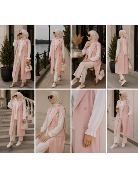 Blazer Sans Manches Rose
